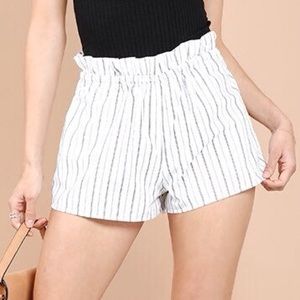 Striped Ruffled Tie-Front Shorts medium